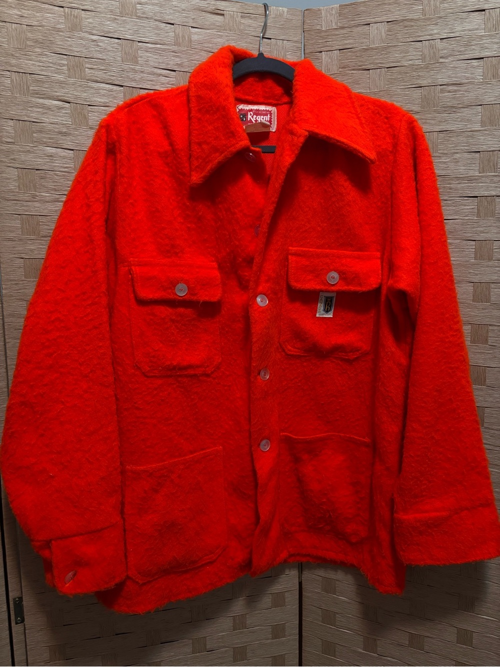 Vintage Bright Fluorescent Orange Button Woods Jacket